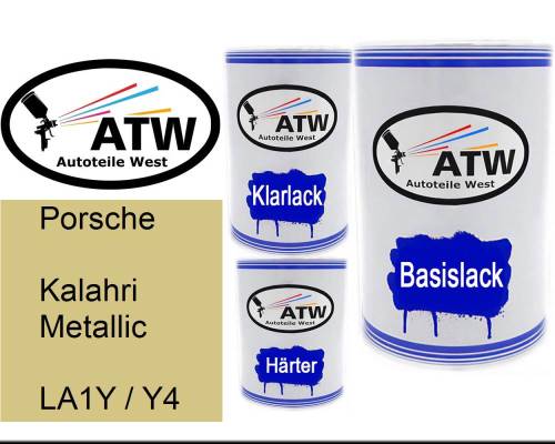 Porsche, Kalahri Metallic, LA1Y / Y4: 500ml Lackdose + 500ml Klarlack + 250ml Härter - Set, von ATW Autoteile West.